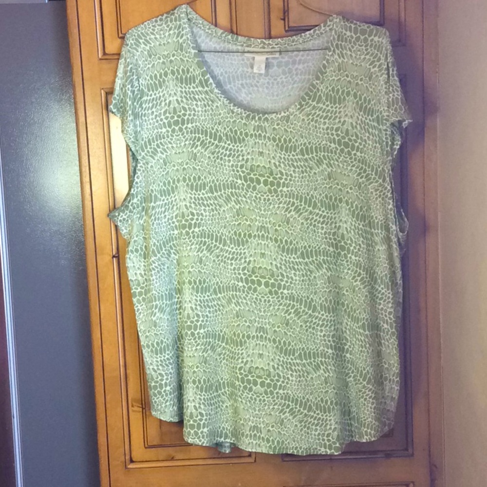 FINAL SALE PRICE Emaline Woman 2X Snakeskin Cap Sleeve Rayon Top
